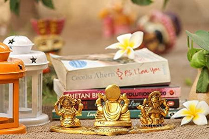 Design Gold Plated Lakshmi Ganesh Saraswati Idol with Deepak Showpiece 🌟💛